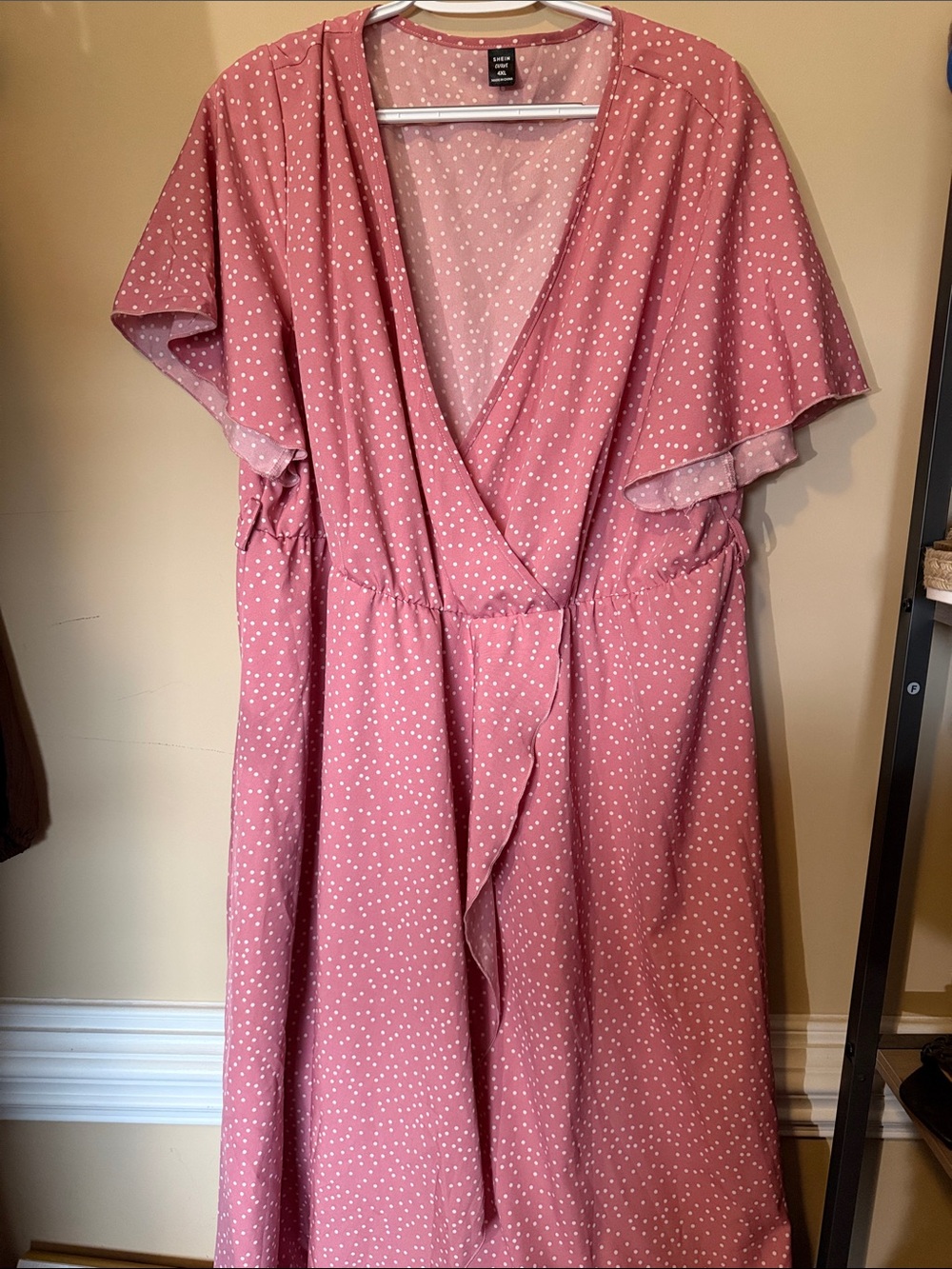 SHEIN Pink Polka Dot Midi Dress